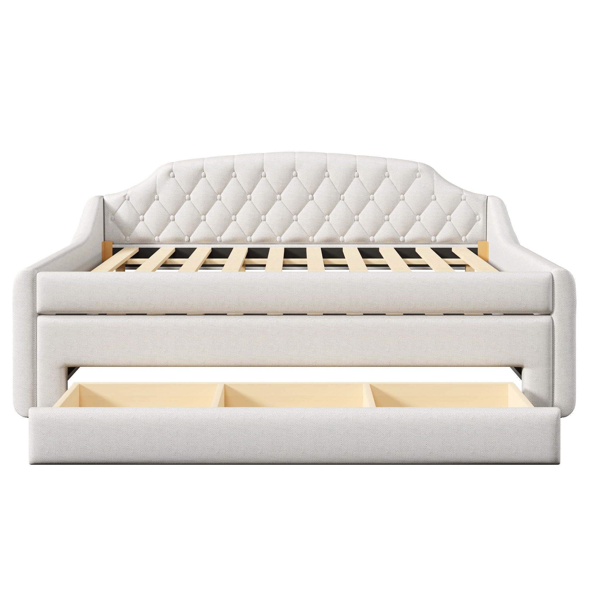 Upholstered Daybed With LED Belt, Trundle And 3 Drawers
