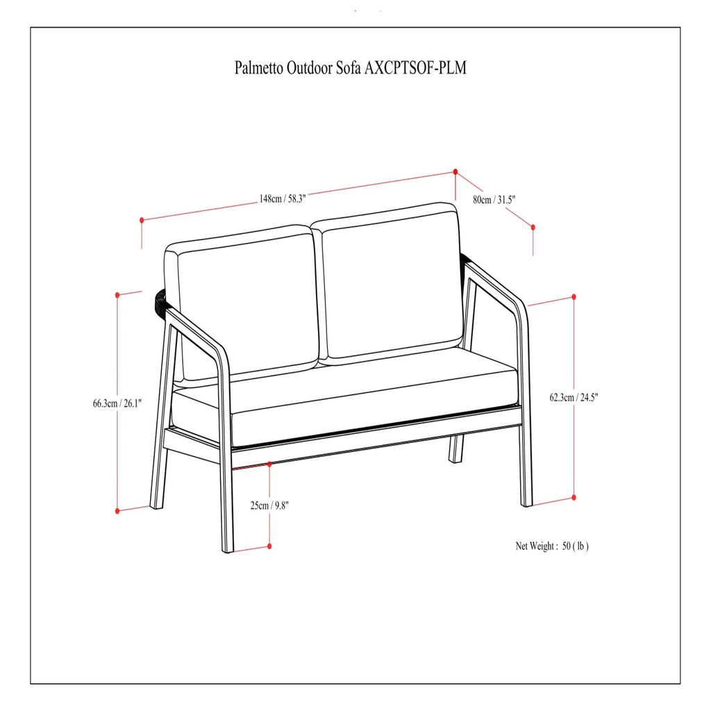 Palmetto - Outdoor Sofa - Stone Gray