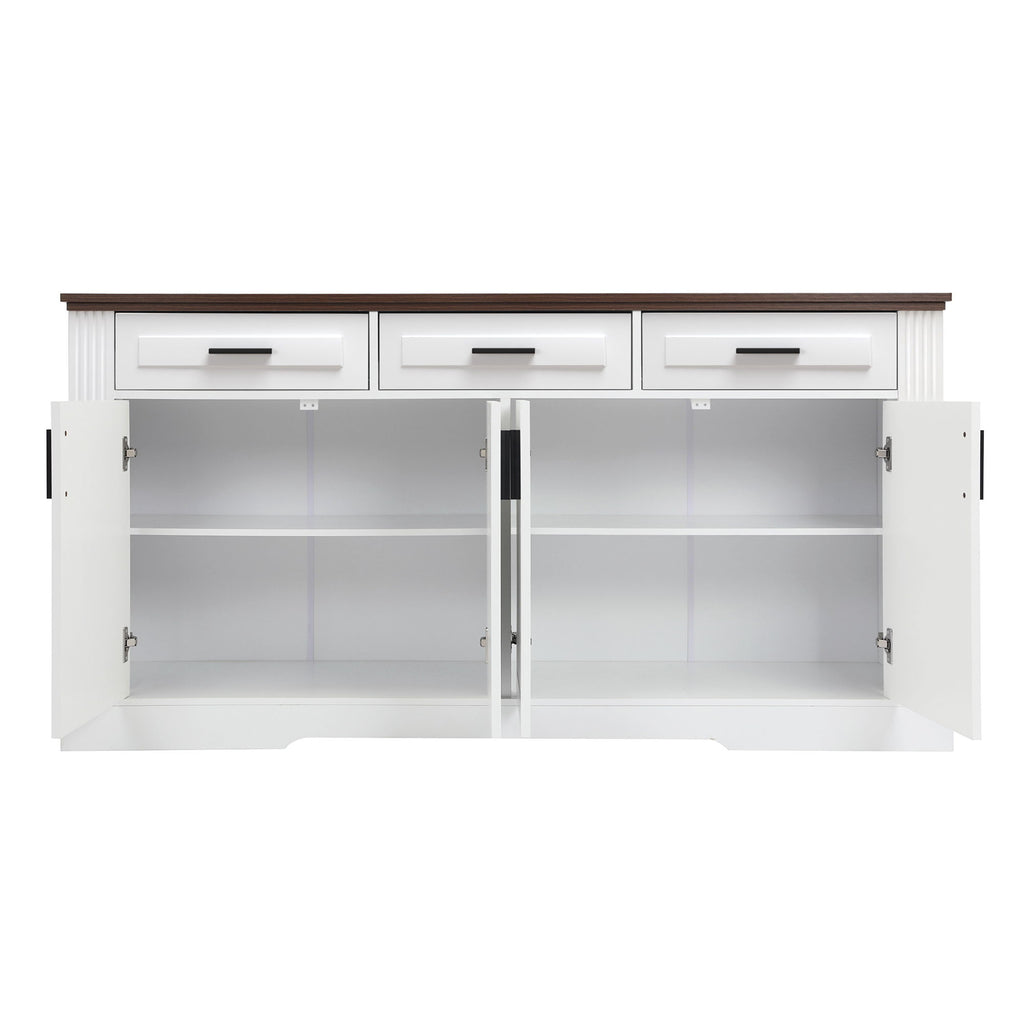 Fluted Sideboard Buffet Cabinet With 4 Doors And 3 Drawers