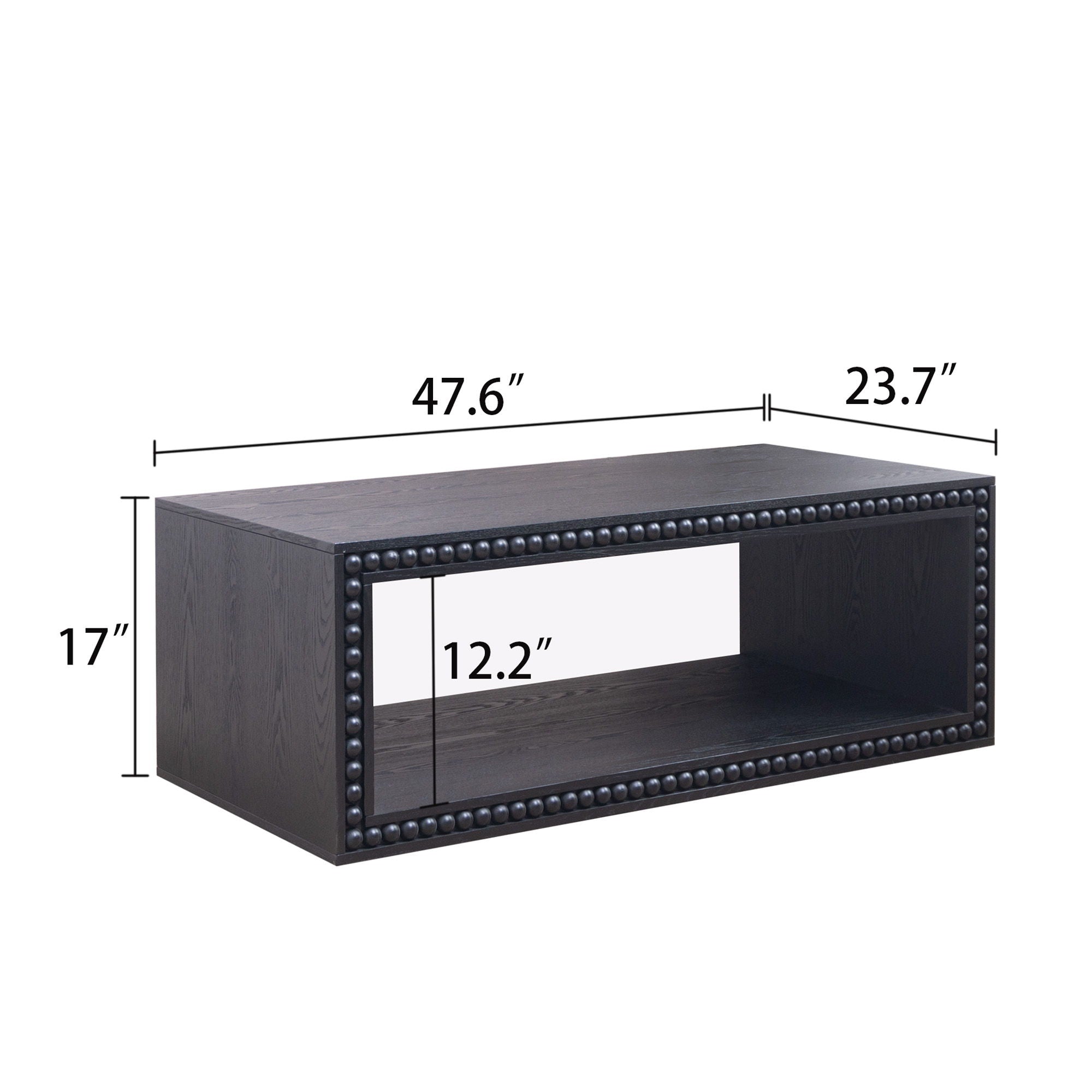 Beaded Edge Coffee Table With Open Storage Shelf