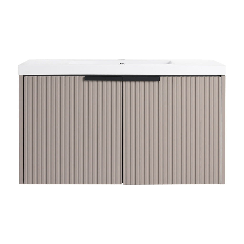 Contemporary Wall Mounted Bathroom Vanity With Resin Double Sink