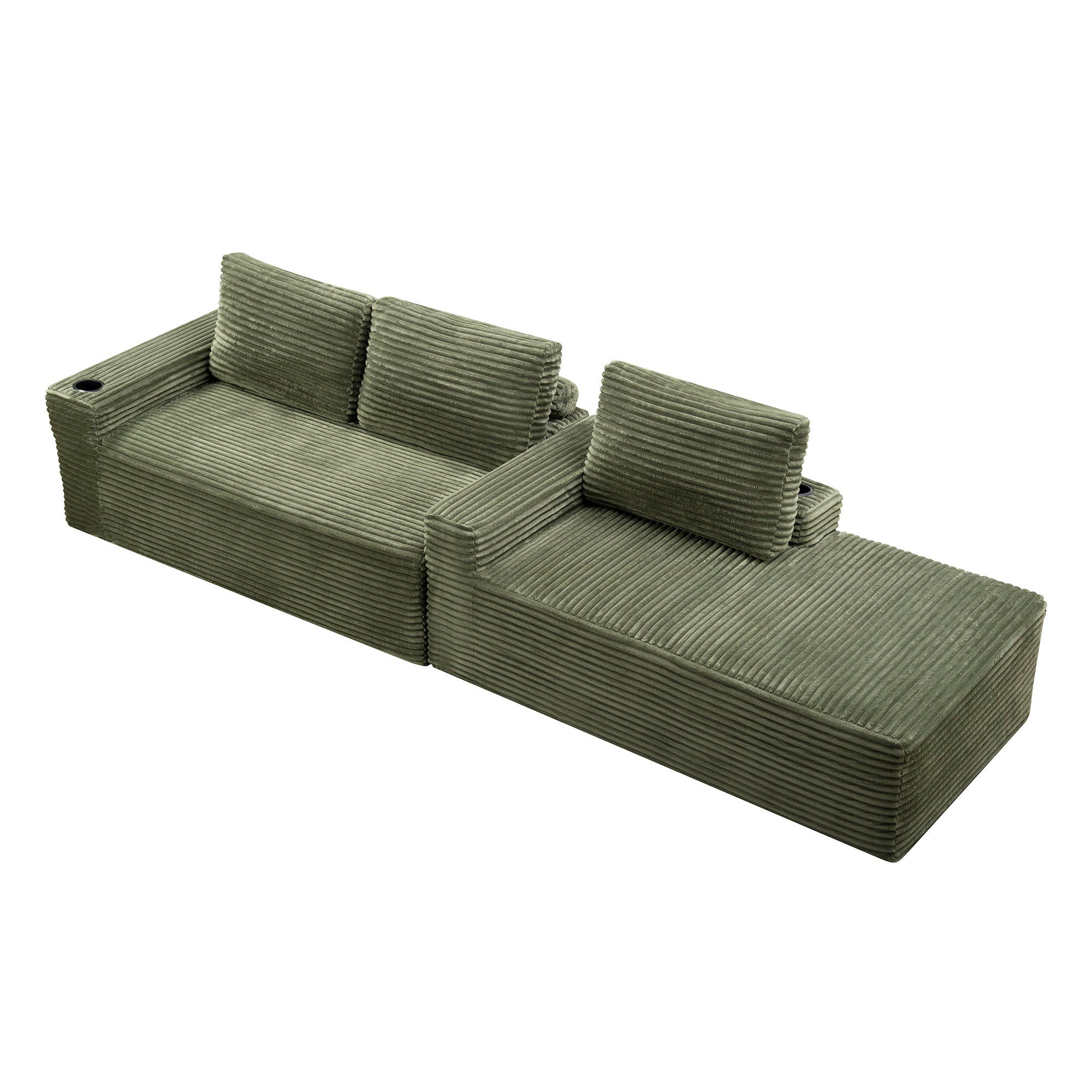 Cloud Sectional Couch, Modular Sectional Sofa With Deep Seat, Boneless Couches With L-Shape Chaise For Living Room - Green