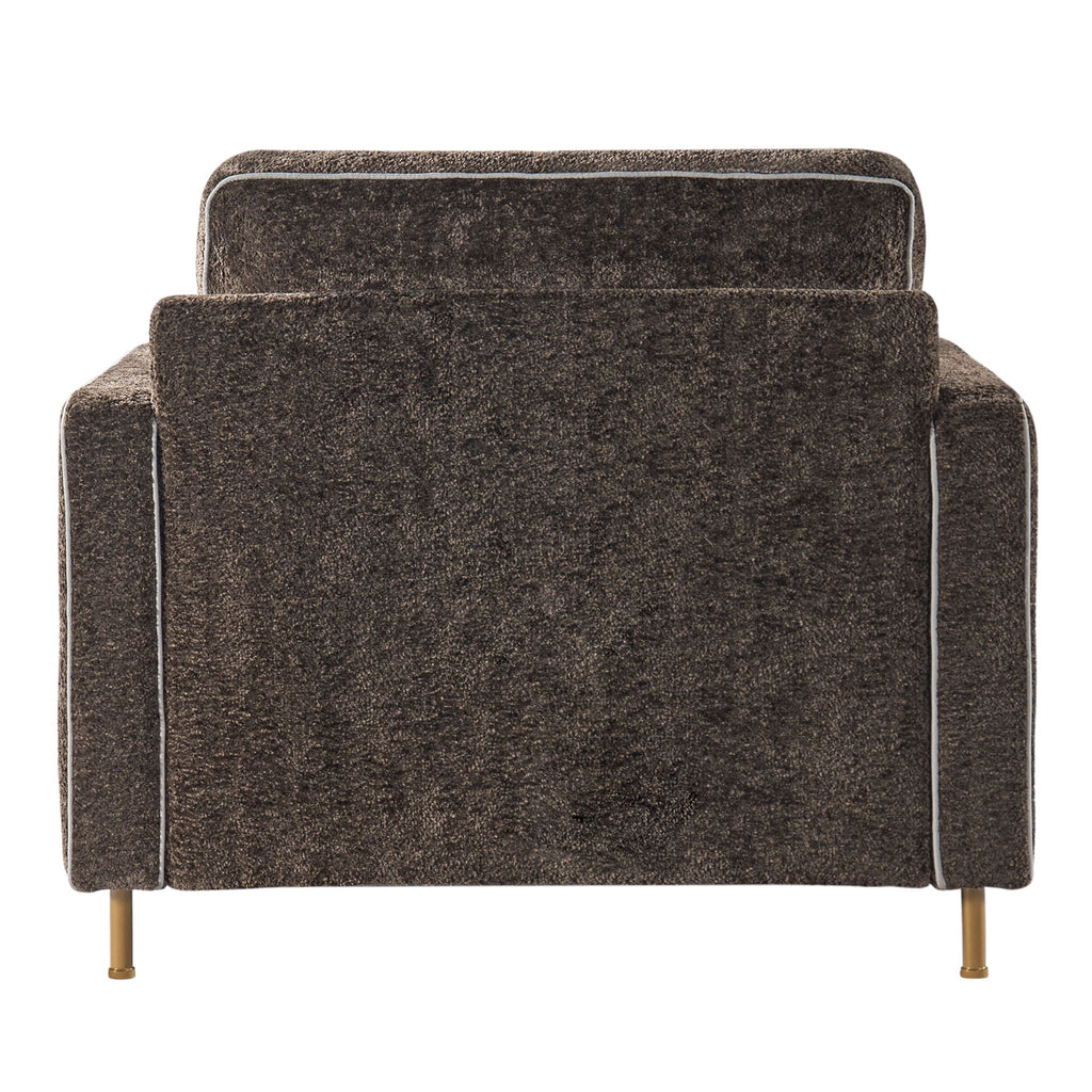 Accent Chair Upholstered Single Sofa With Square Arms, Sewn Pillow Back For Living Room