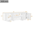 Farmhouse TV Stand, Storage Media Console With Adjustable Shelves & 3 Cable Holes