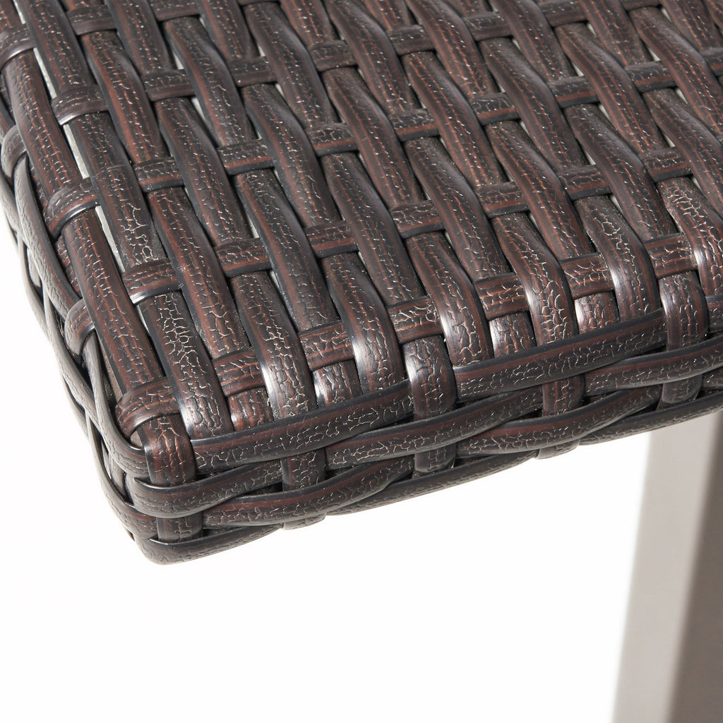 Outdoor Square Rattan Bar Table With Iron Frame - Multi Brown