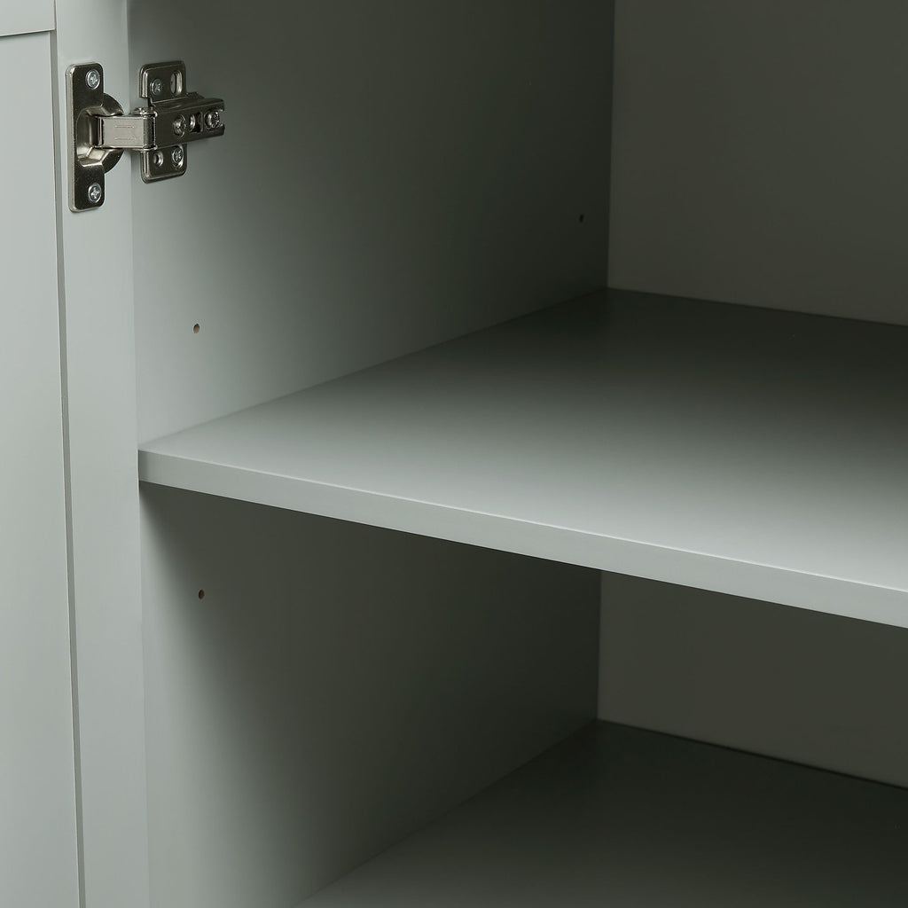 Tall And Wide Storage Cabinet With Doors For Bathroom Or Office, 3 Drawers - Gray