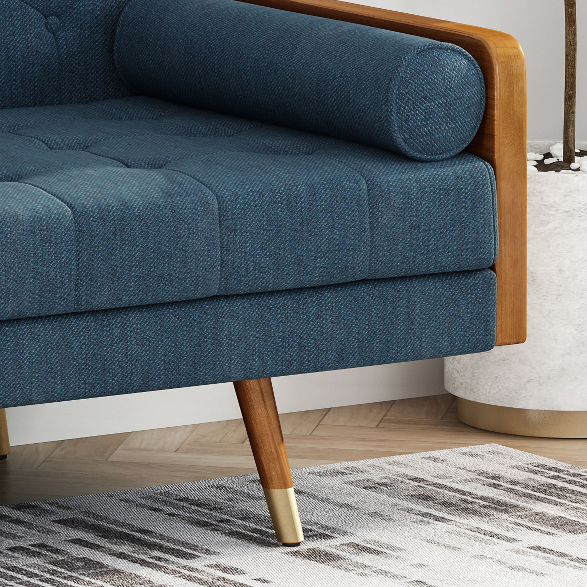 Aidan - Mid Century Modern Tufted Fabric Sofa