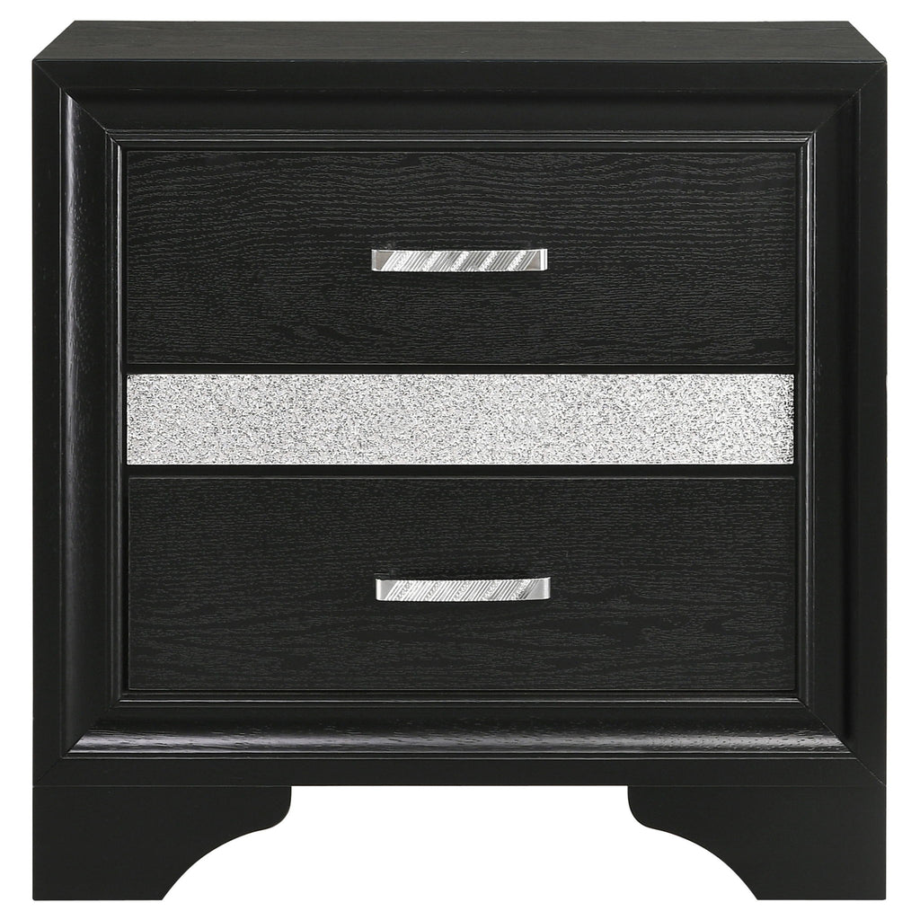 Transitional 2 Drawer Nightstand With Hidden Jewelry Tray