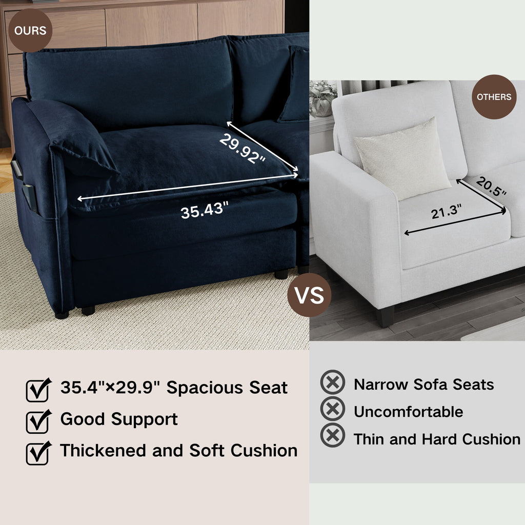 Modern Upholstered Loveseat And Armchair Set With Pillows