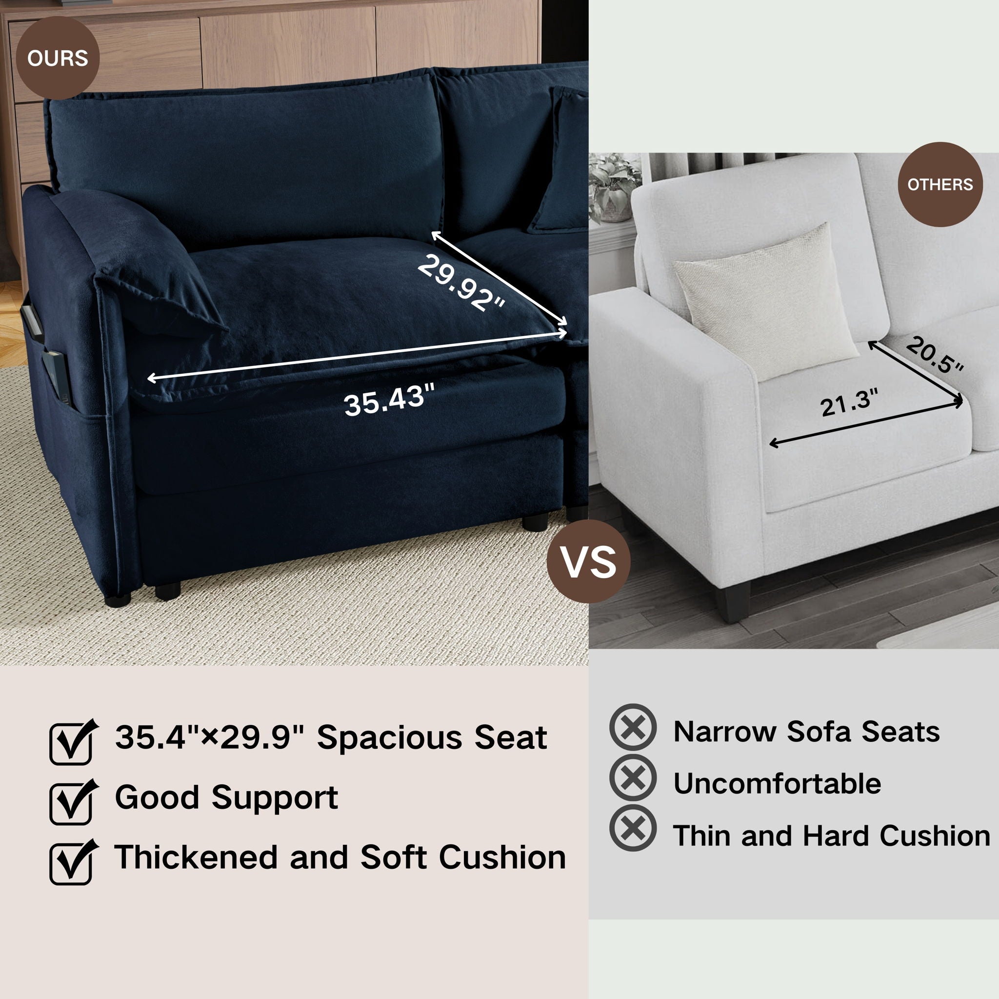 Modern Upholstered Loveseat And Armchair Set With Pillows