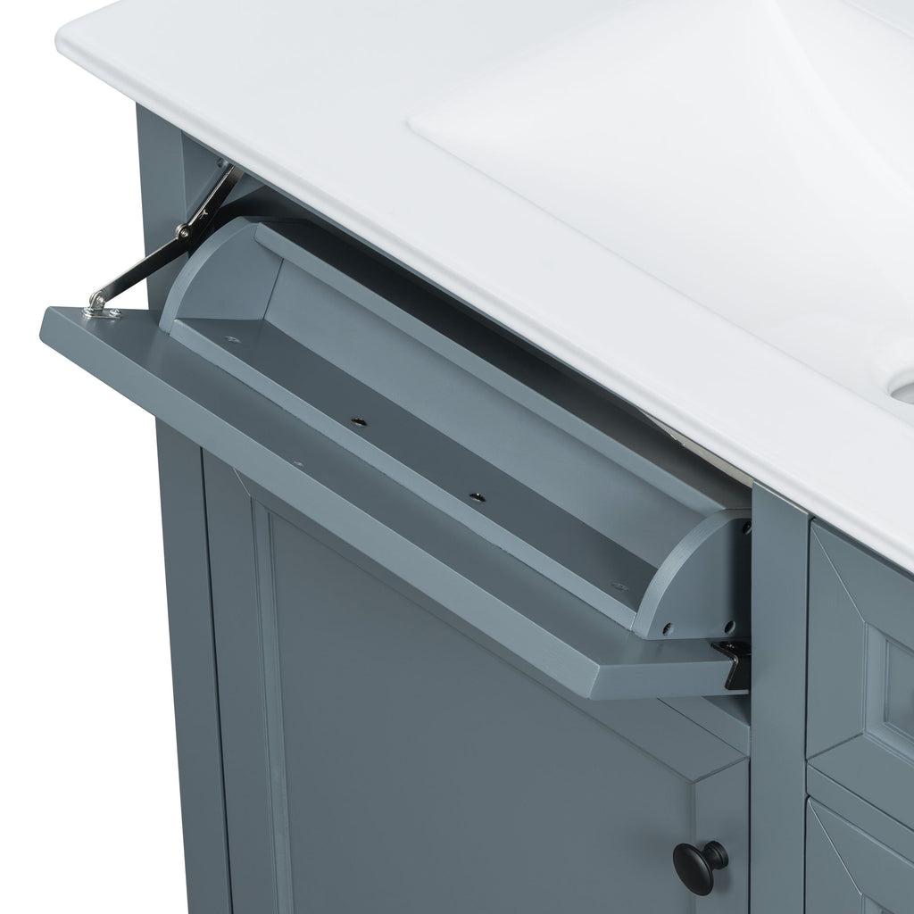 36" Bathroom Vanity With Sink, 2 Tip-Out Drawers, Soft Close Hinges