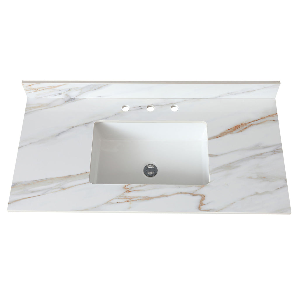 Vanity Top With Undermount Sink And Backsplash, Sintered Stone