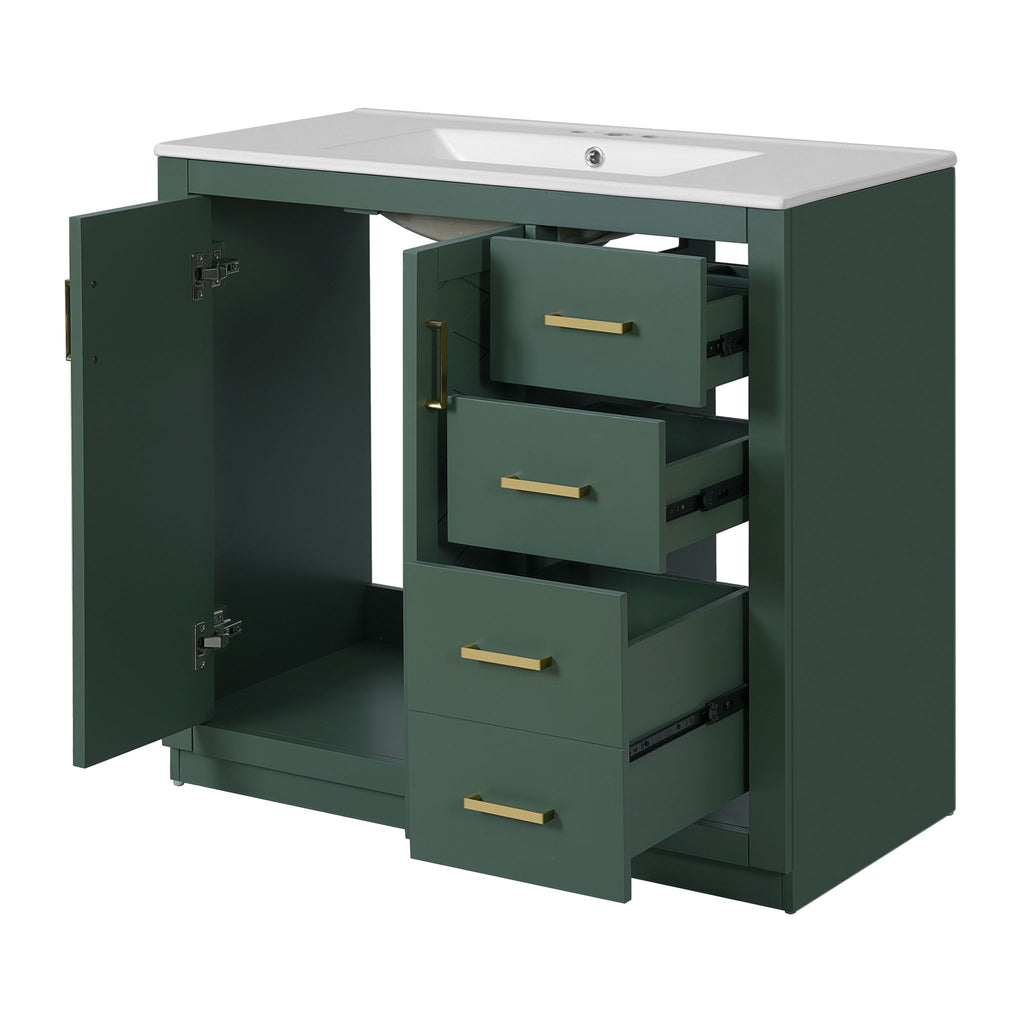 Bathroom Vanity With Sink Combo, Storage Cabinet, Freestanding Set With 3 Drawers & Soft Closing Doors