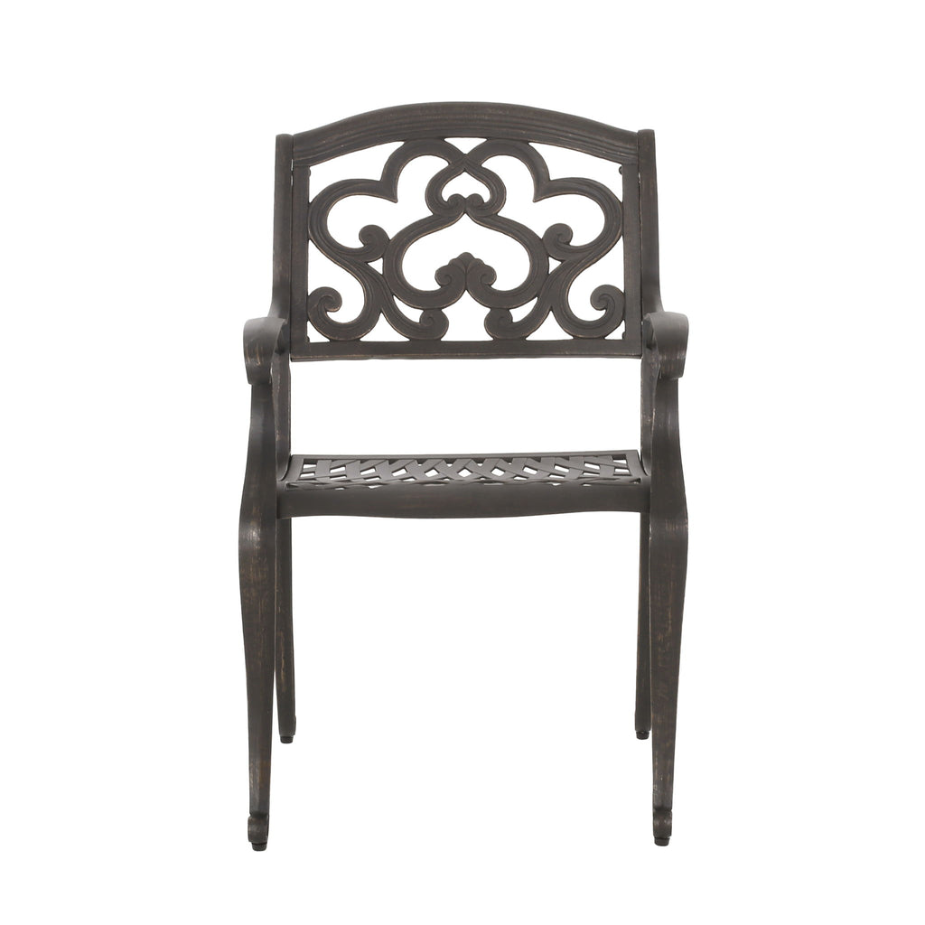 Cast Aluminum Dining Chair With Hand Crafted Details - Copper