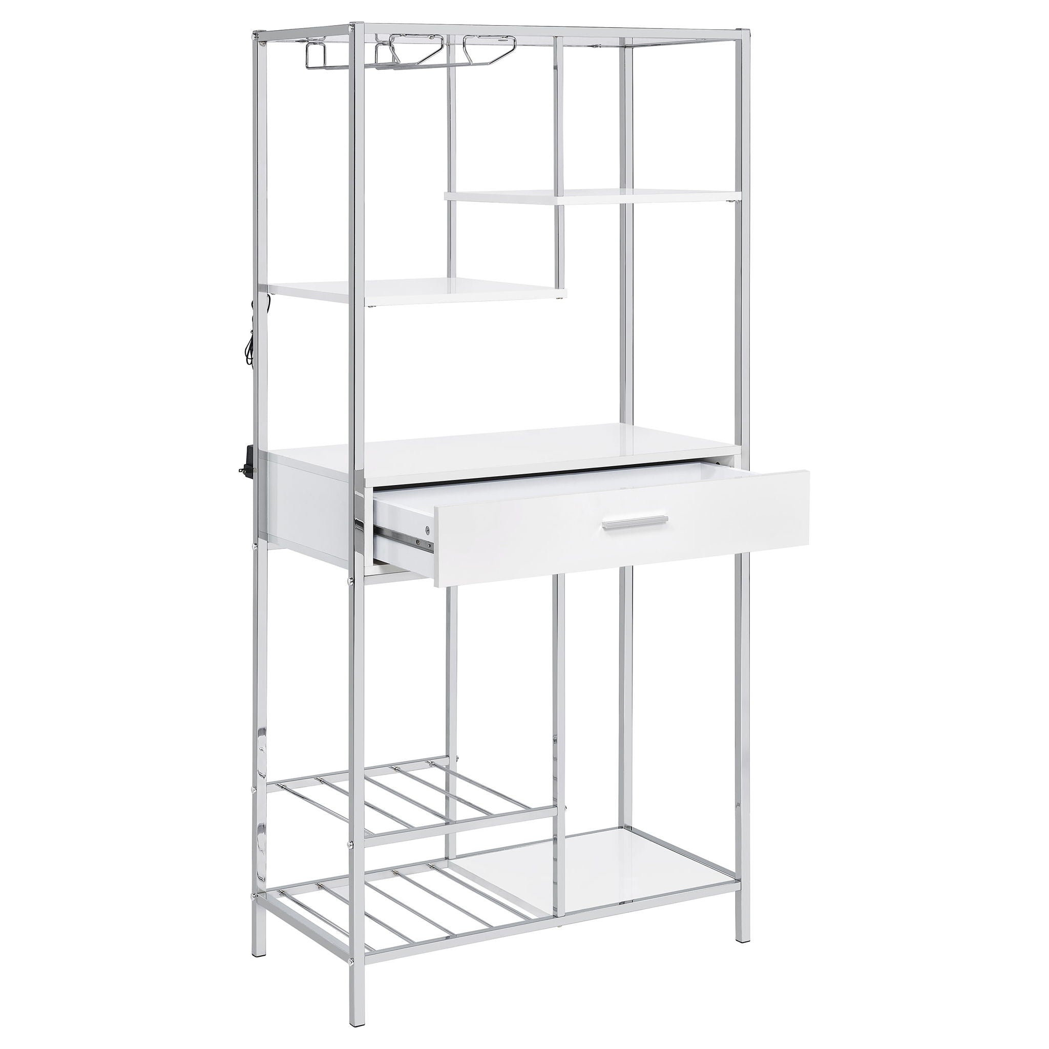 Draper - 5 Shelf LED Wine Cabinet With Pull Out Drawer - Gloss White