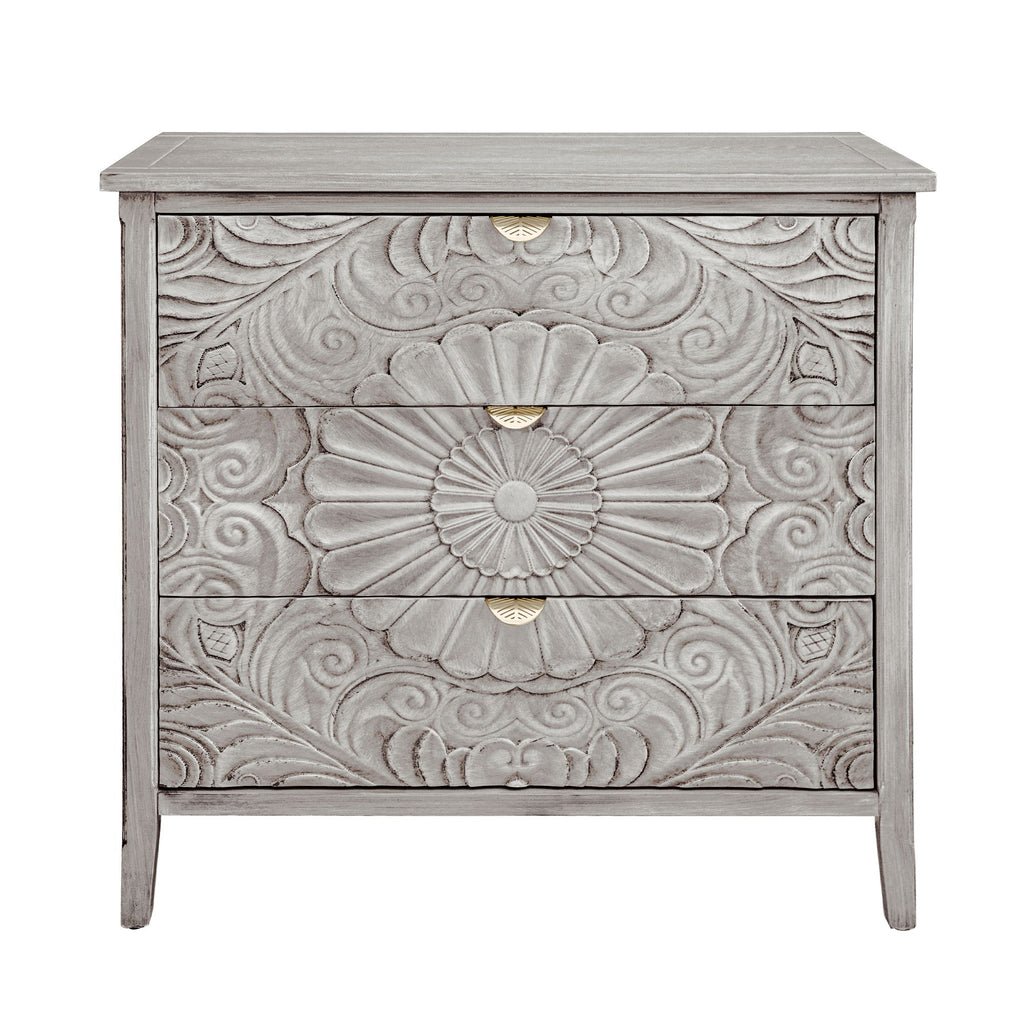 3 Drawer Cabinet, American Furniture, Suitable For Bedroom, Living Room - Light Gray