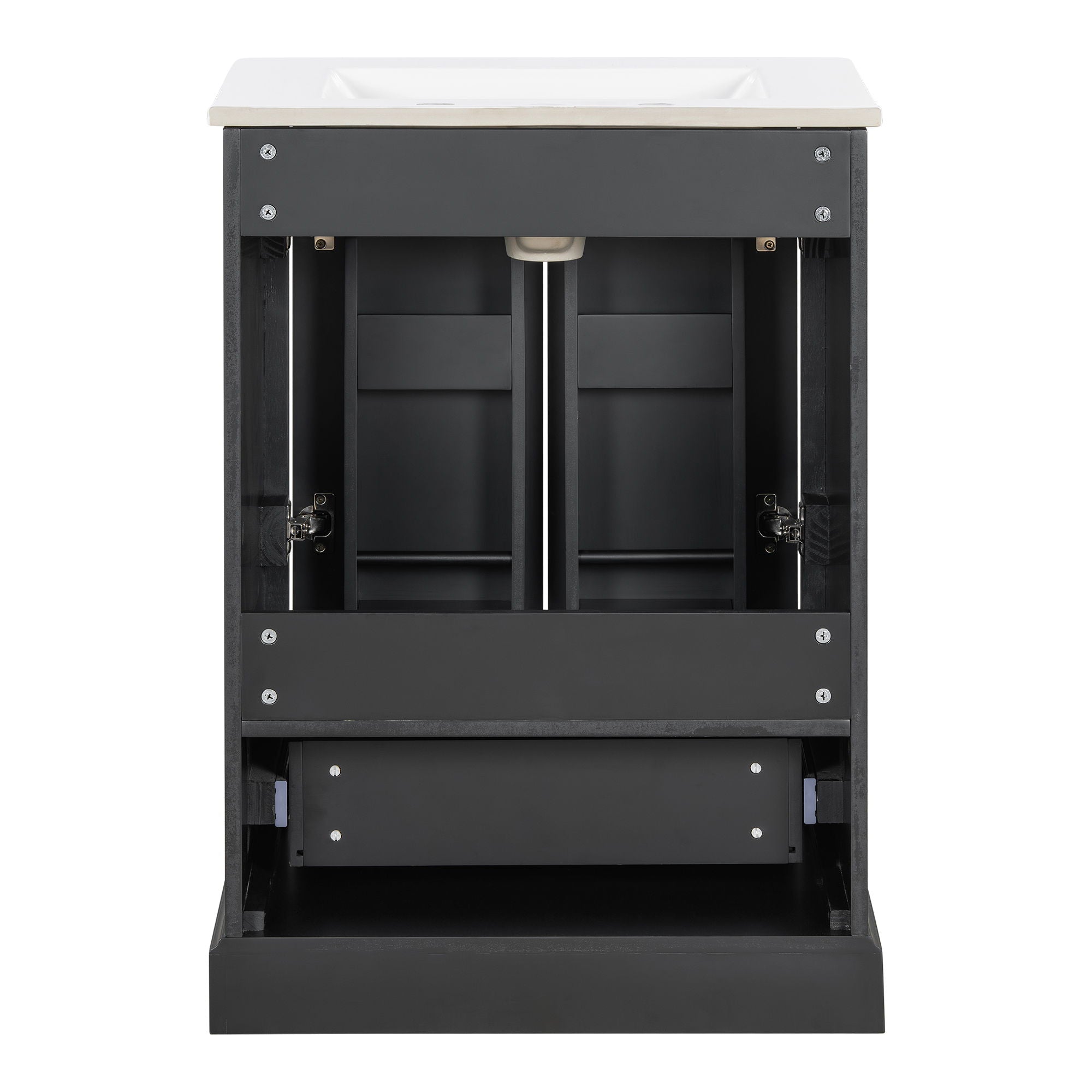Bathroom Vanity With Sink, 1 Divided Drawer And 2 Soft Close Doors With Double Shelf