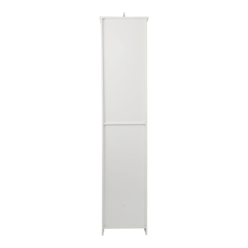 Tall Bathroom Cabinet With Adjustable Shelves, Louvered Door Floor Standing Storage Unit - White