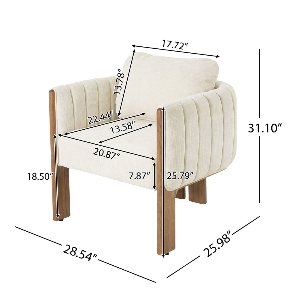 Upholstered Dining Chair With Vertical Channel Tufting (Set of 2) - Beige / Walnut