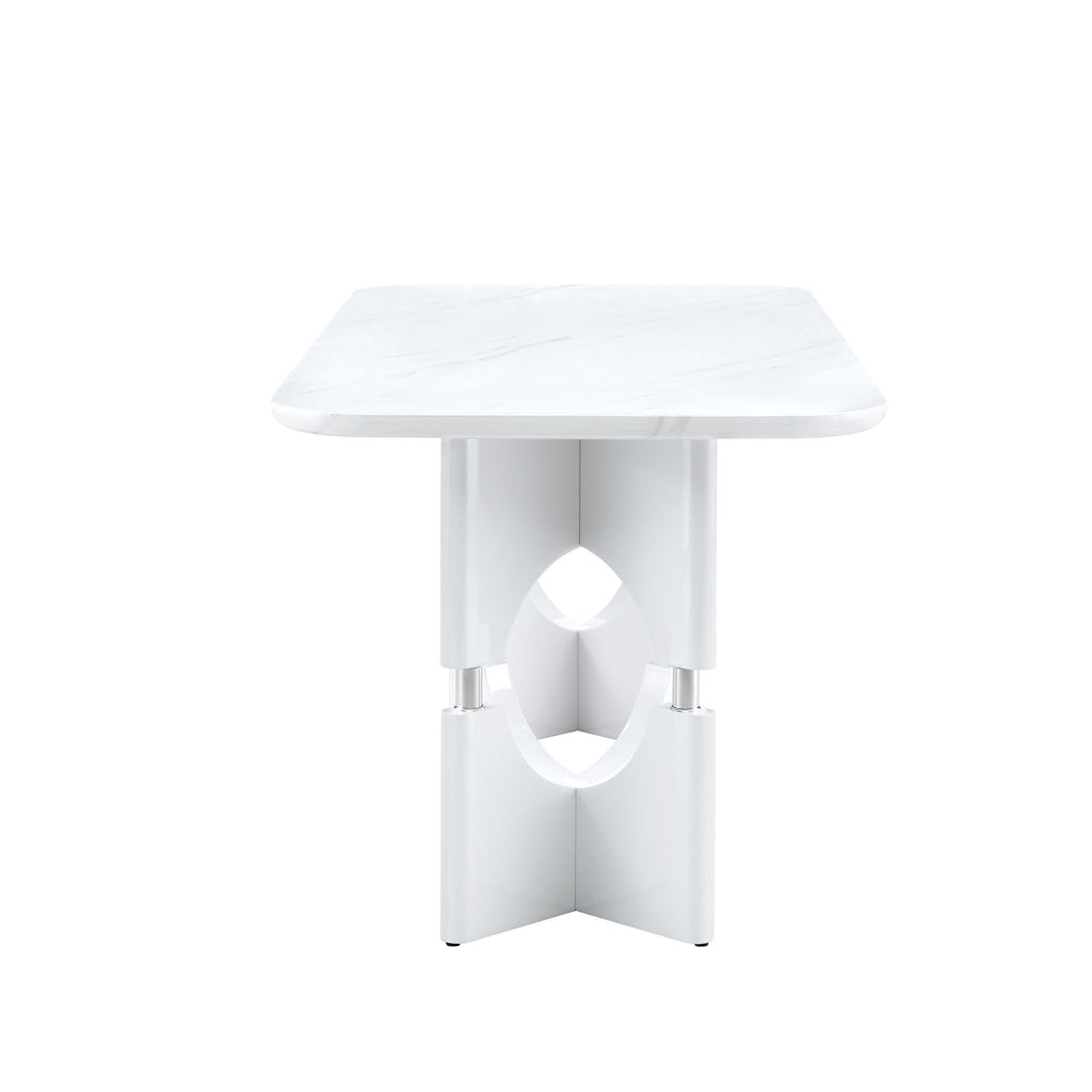 Modern Dining Table With Sleek Hollow-Out Frame And Accents