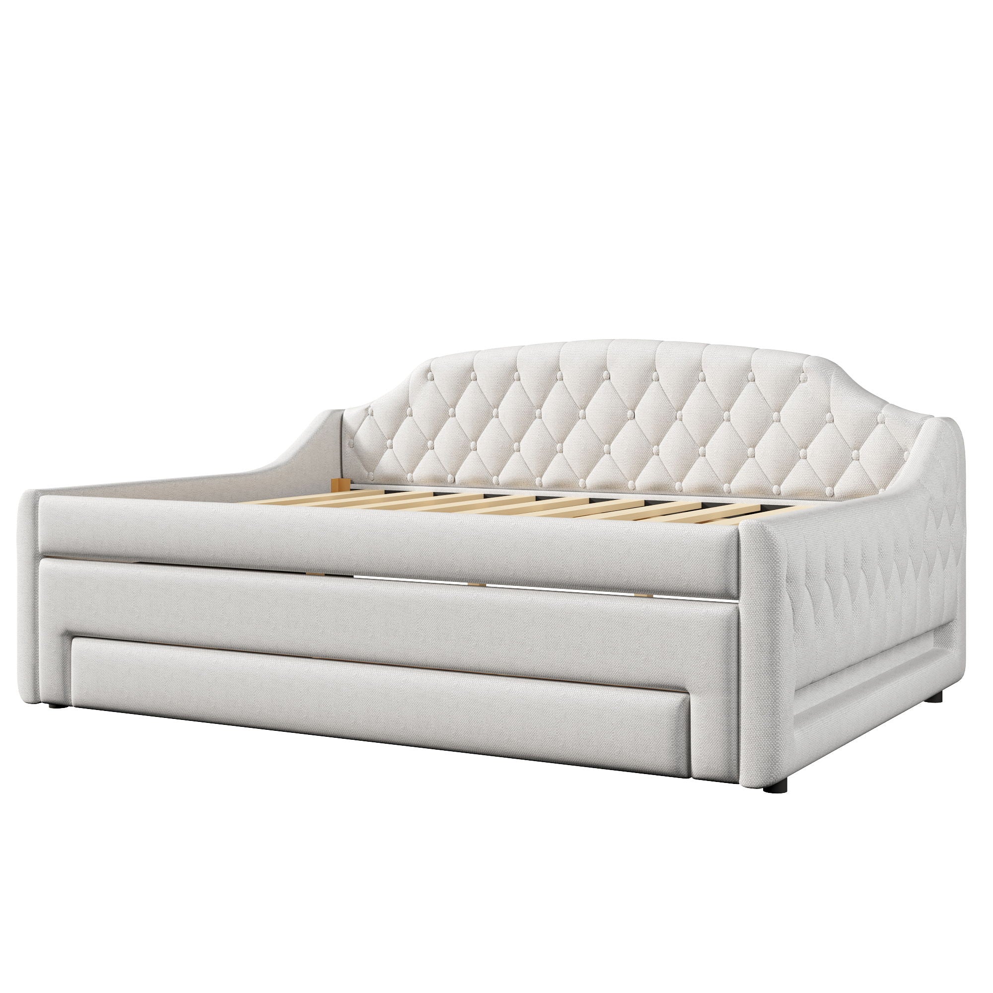 Upholstered Daybed With LED Belt, Trundle And 3 Drawers