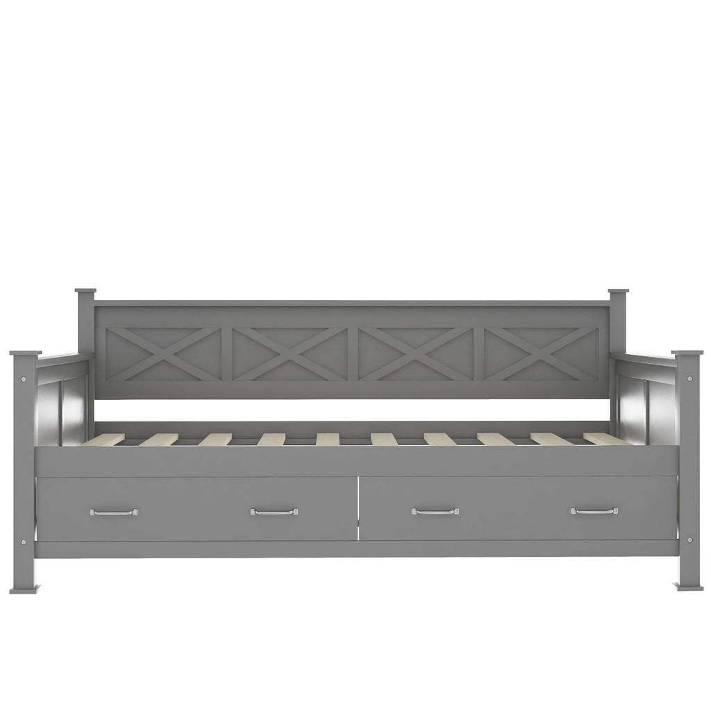 Modern Daybed With 2 Large Drawers, X Shaped Frame