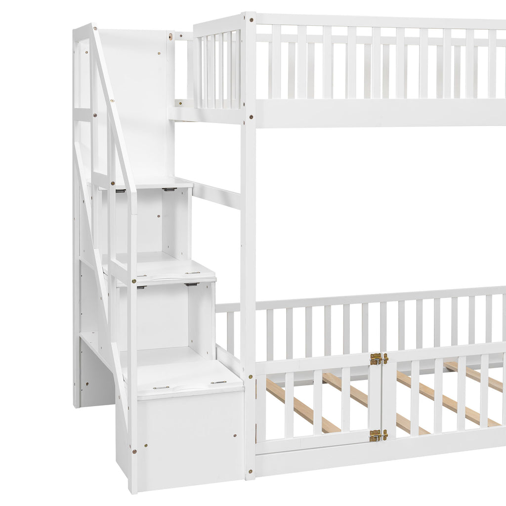 Floor Bunk Bed With Ladder And Storage
