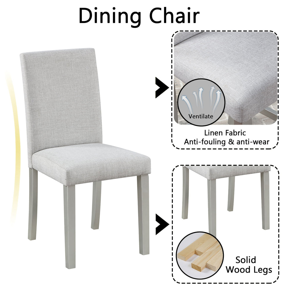 Dining Table Set With Crystal Decoration And Upholstered Chairs
