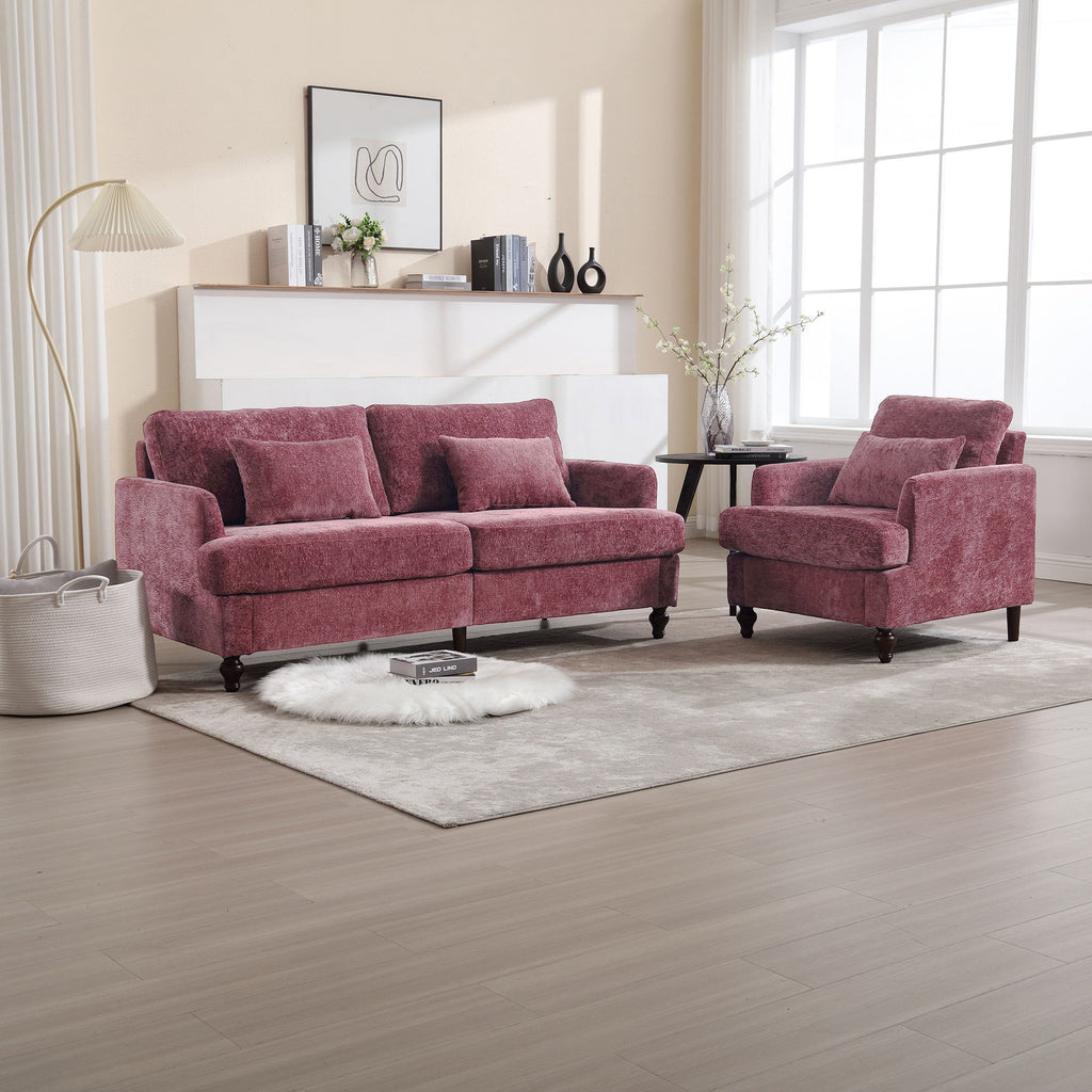Modern Mid Century Wood Frame Armchair With Tufted Design