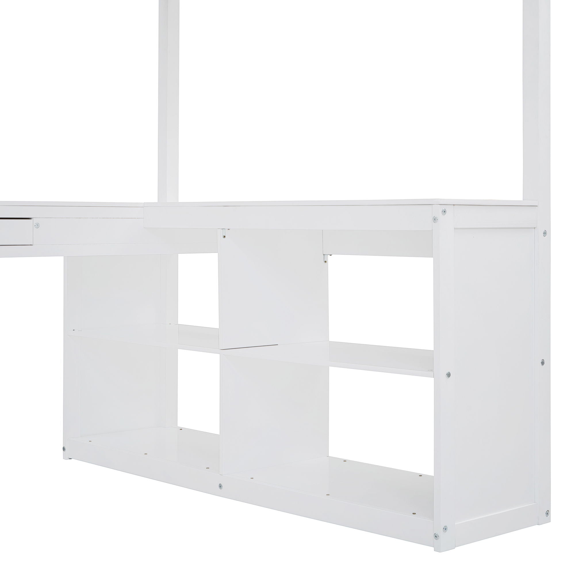 Loft Bed With Drawers, Cabinet, Shelves With Desk