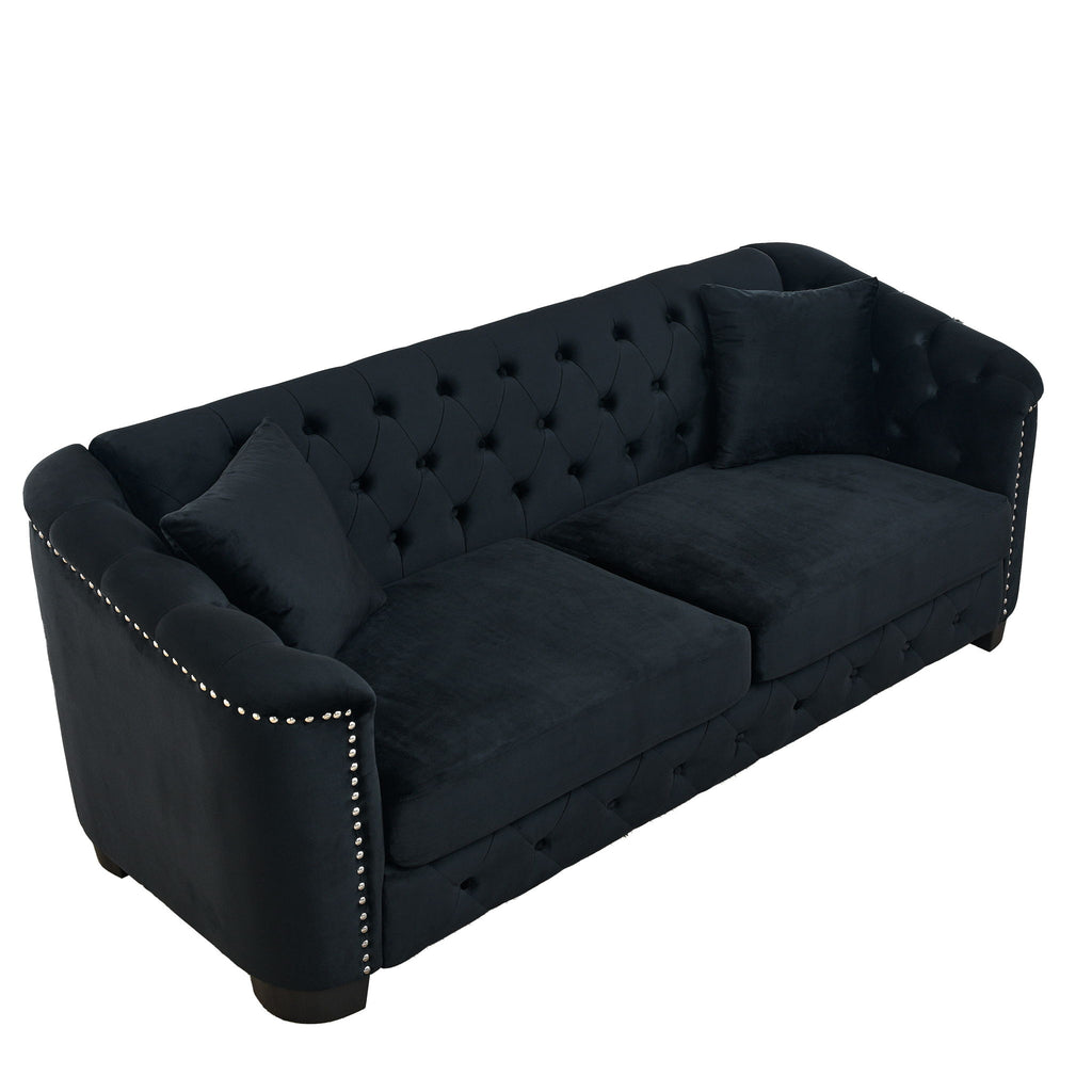 Modern Chesterfield Sofa With Tufted Backrest For Living Room