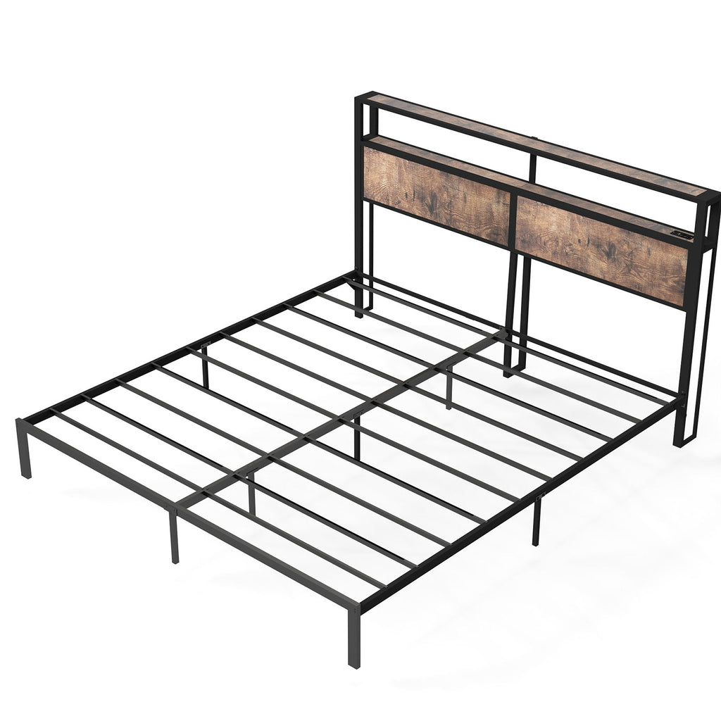 Bed Frame With Headboard, LED Lights & Charging Station