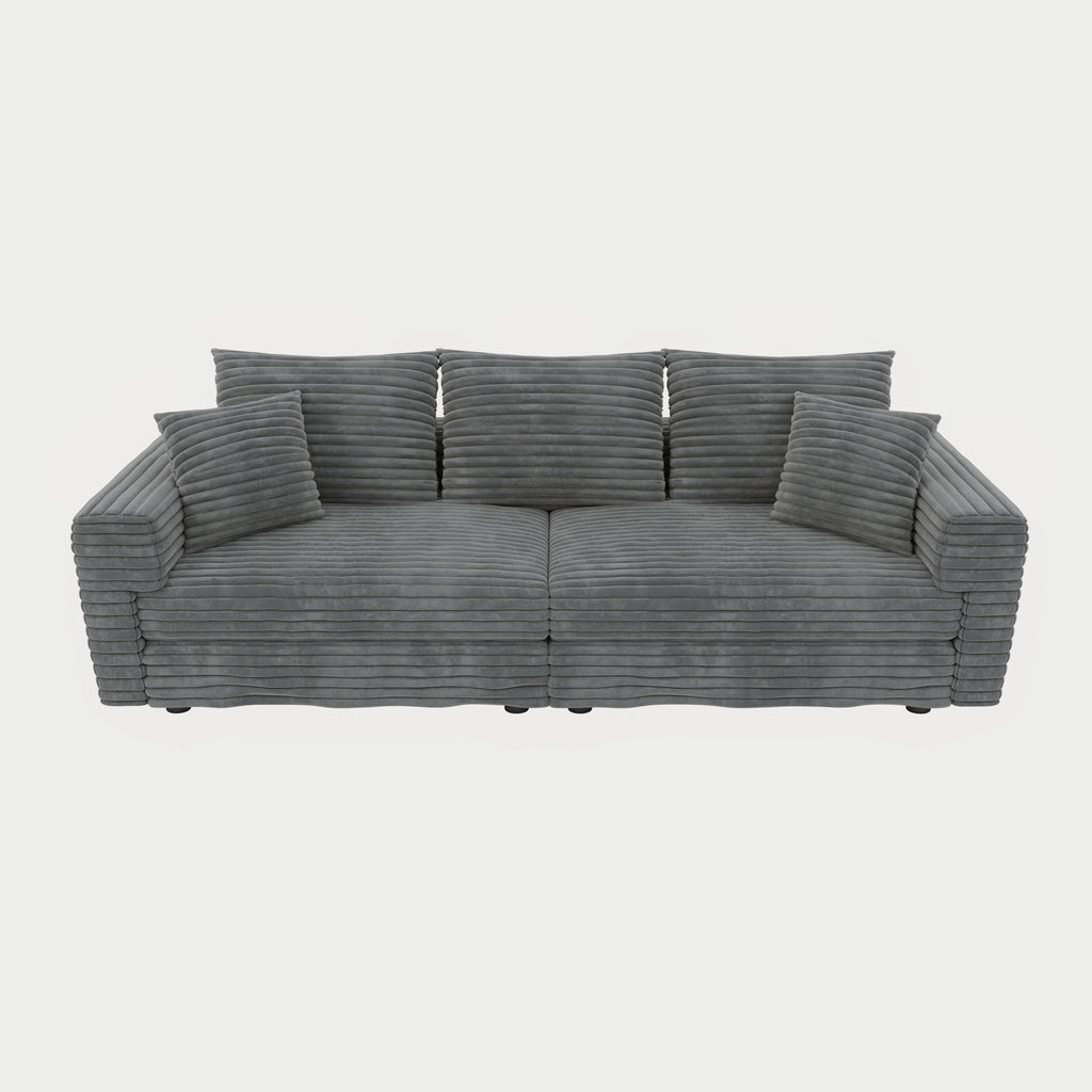 Deep Seat Convertible Sofa With Soft Pillows And Ottomans
