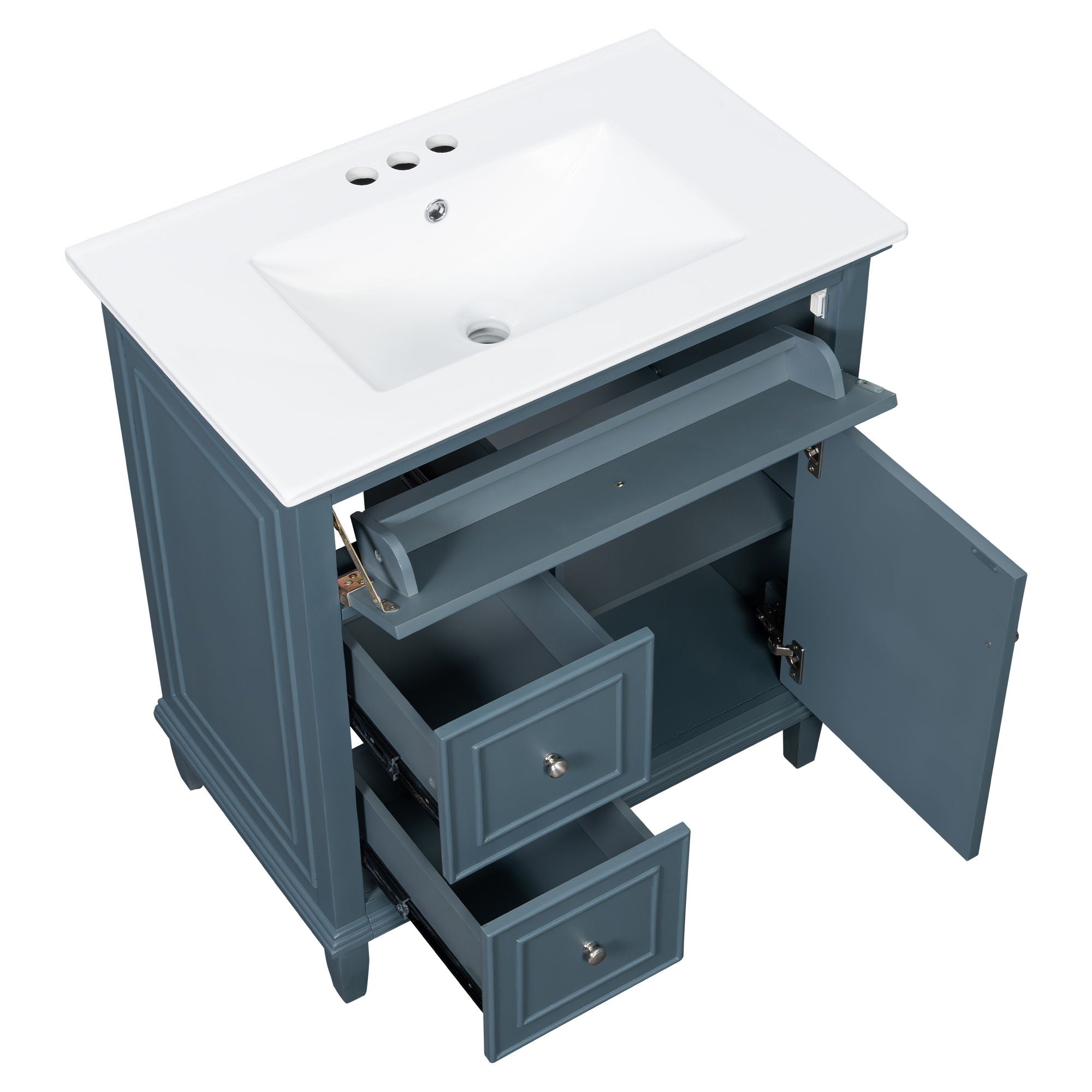 Modern Bathroom Vanity With Sink, Adjustable Shelf, Flip Drawer & 2 Drawers