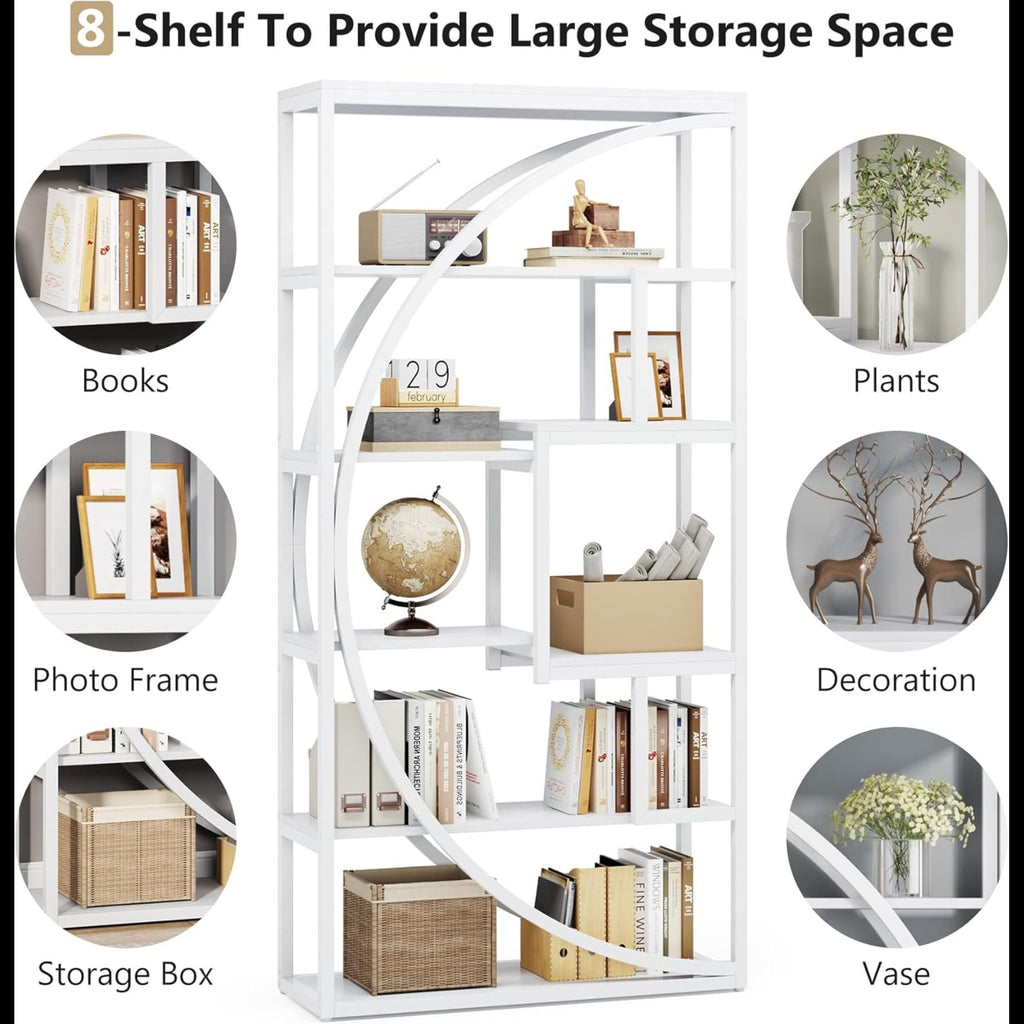 5 Tier Etagere Bookshelf With 8 Open Shelves Organizer For Living Room