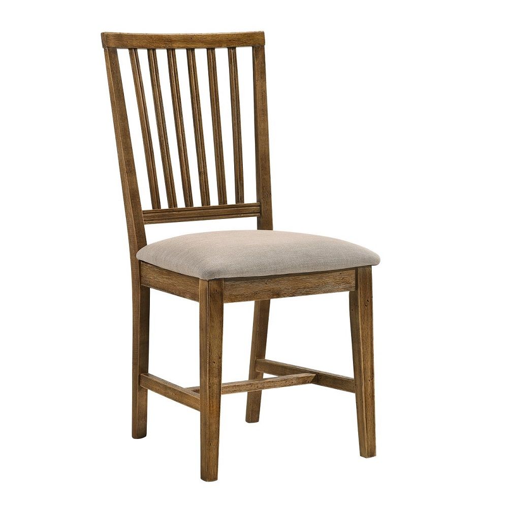 Wallace II - Side Chair (Set of 2) - Tan Linen & Weathered Oak