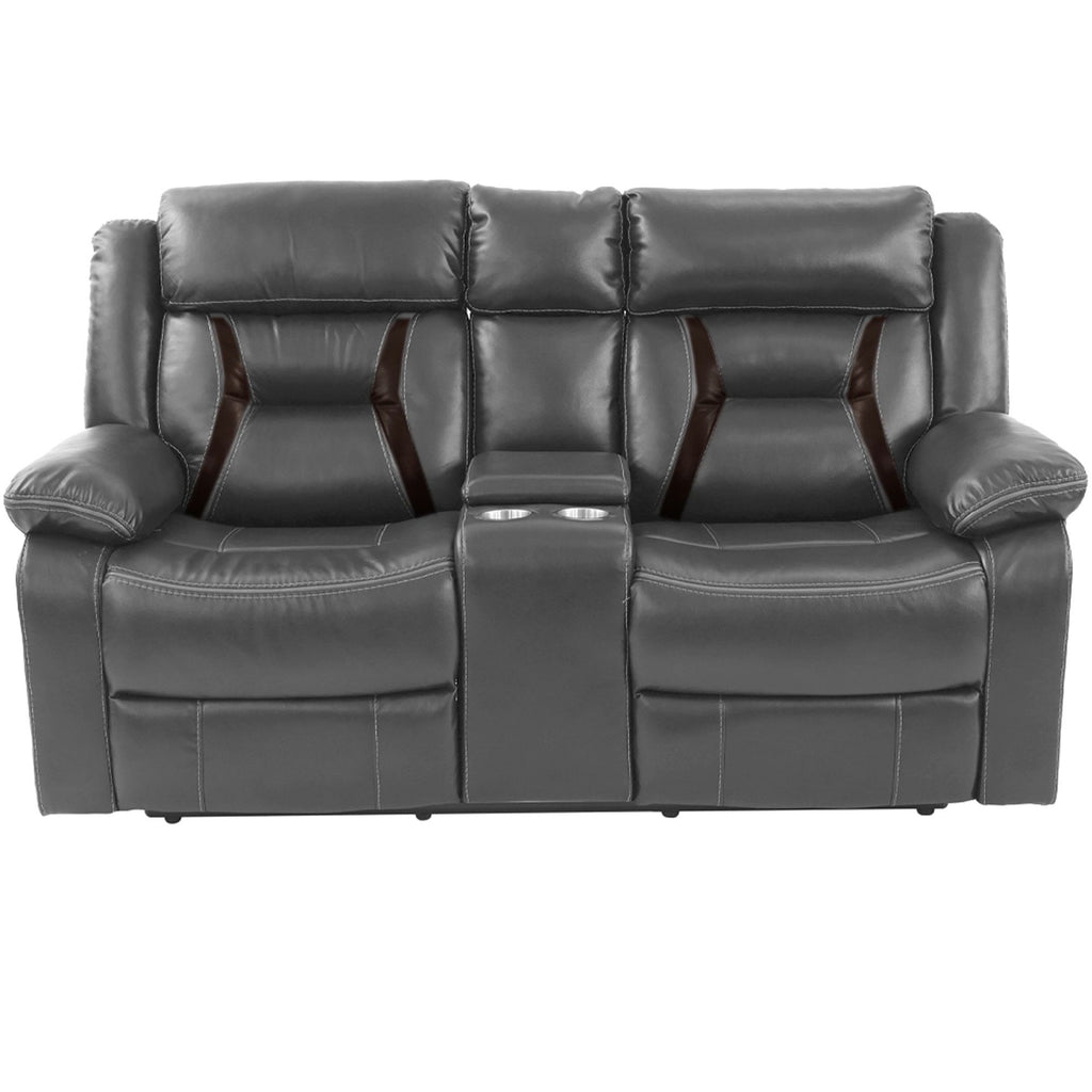 Modern Reclining Loveseat With Console, Cup Holders, Storage