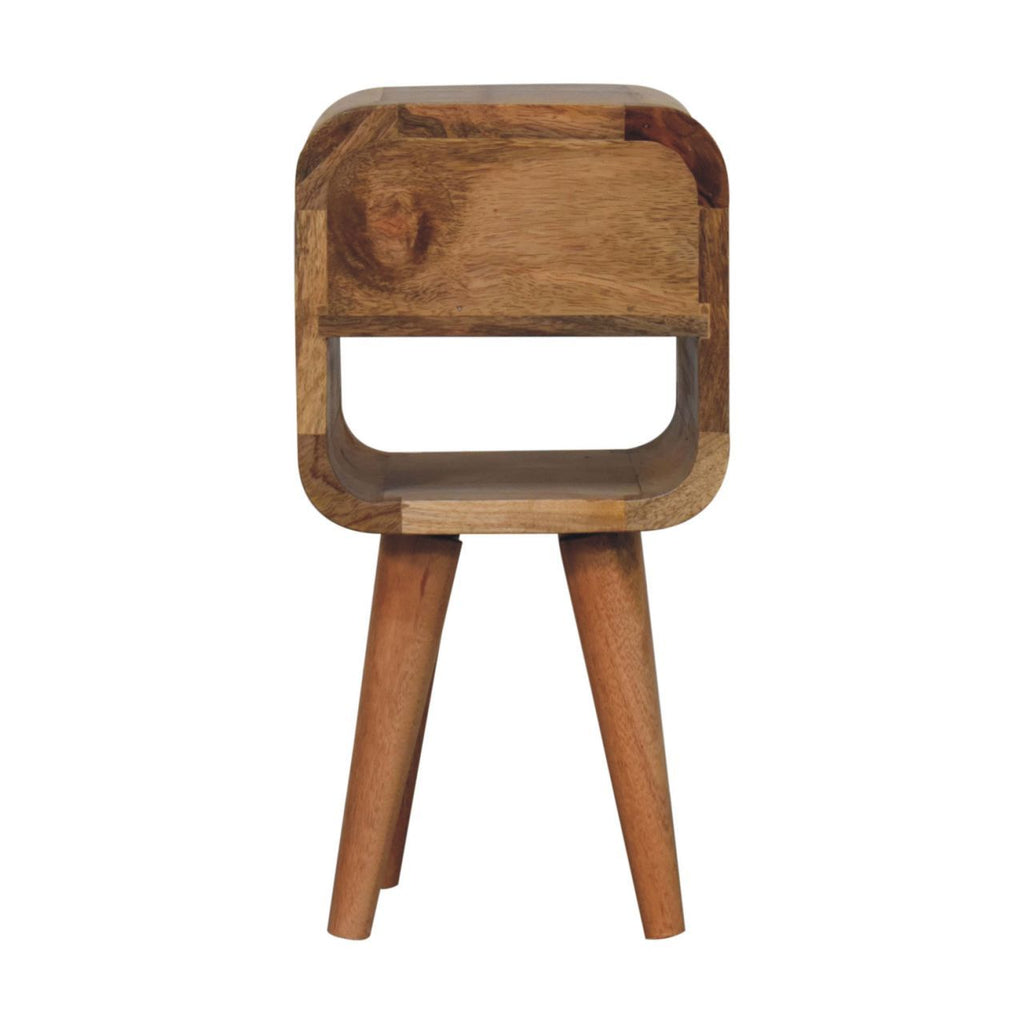 Mini California Curved Nightstand Wth Lower Slot