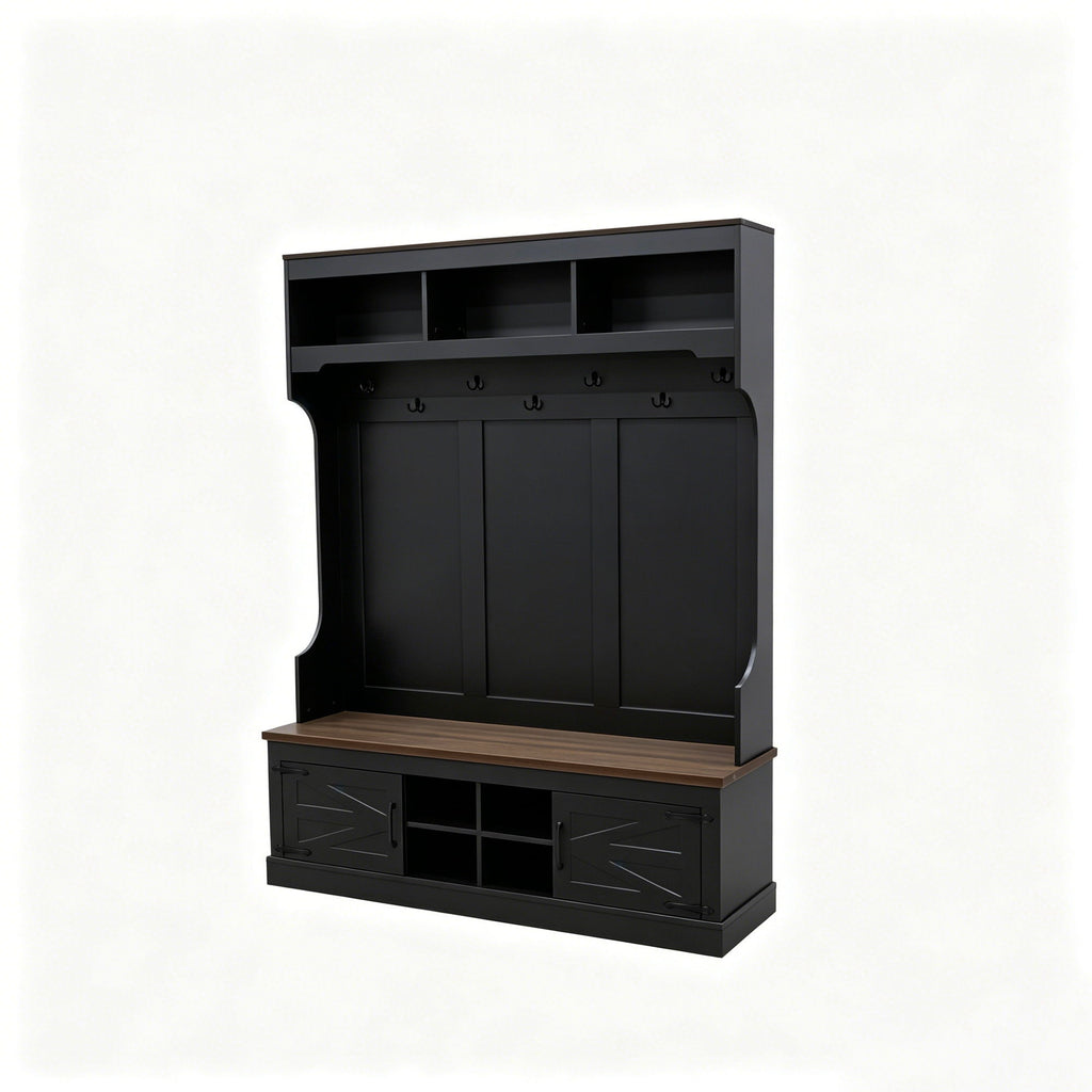 Farmhouse Hall Tree With Bench And Shoe Storage