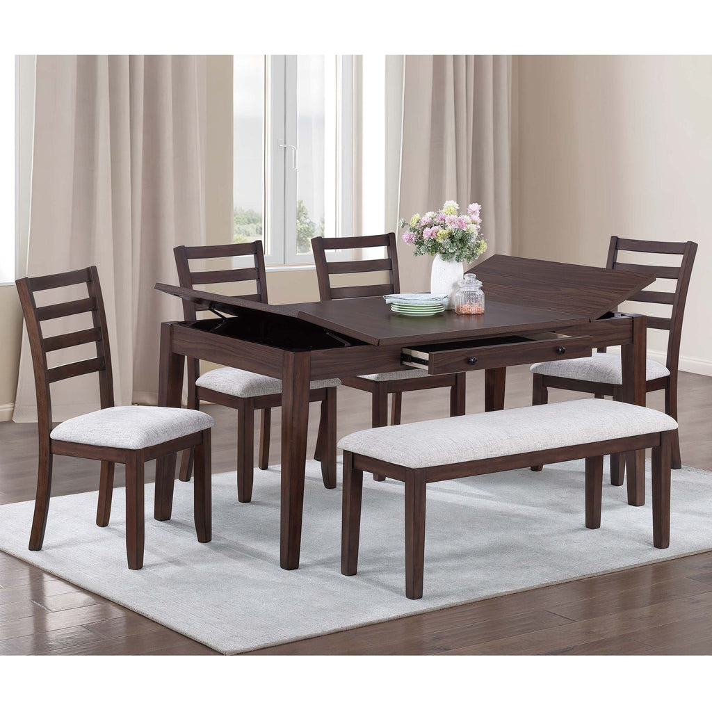 Cushion Padded Seat Dining Room Bench - Walnut