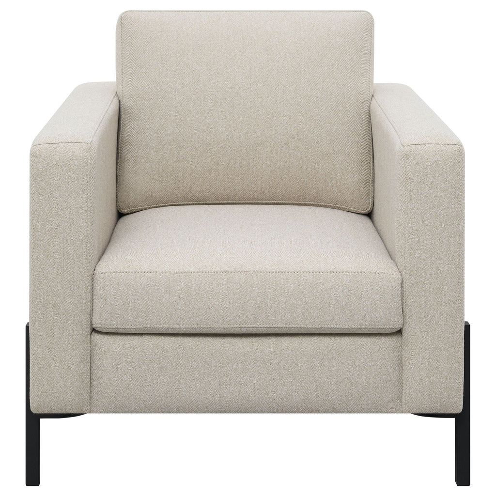 Schwan - Upholstered Track Arm Accent Chair - Oatmeal