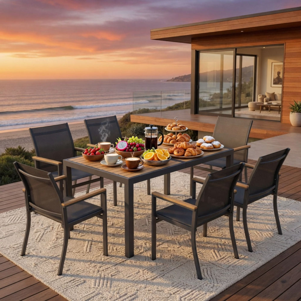 Outdoor Patio Chairs, Ergonomic (Set of 6) - Gray