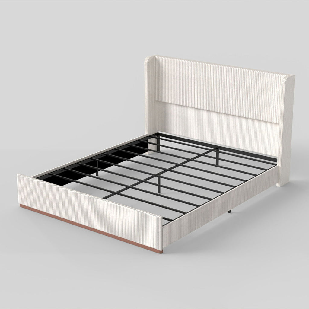 Platform Bed Frame With Wingback Headboard