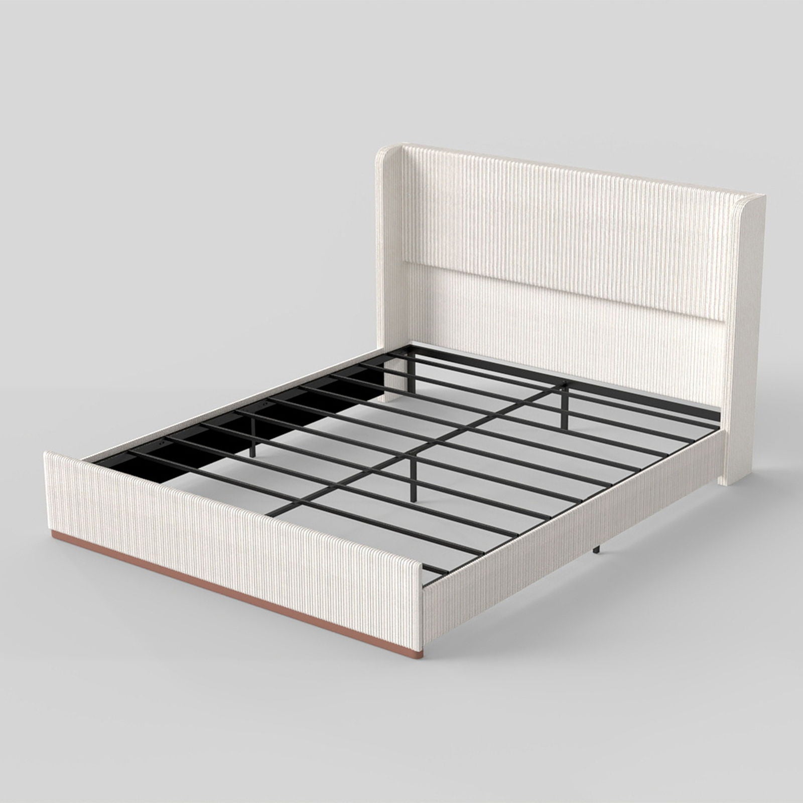 Platform Bed Frame With Wingback Headboard