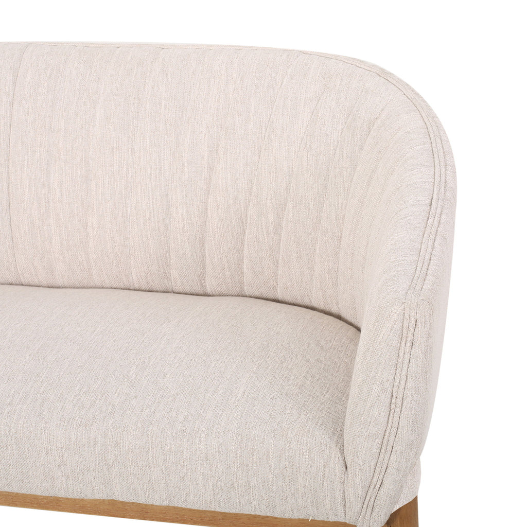 Mid Century Modern Loveseat With Channel Stitched Backrest