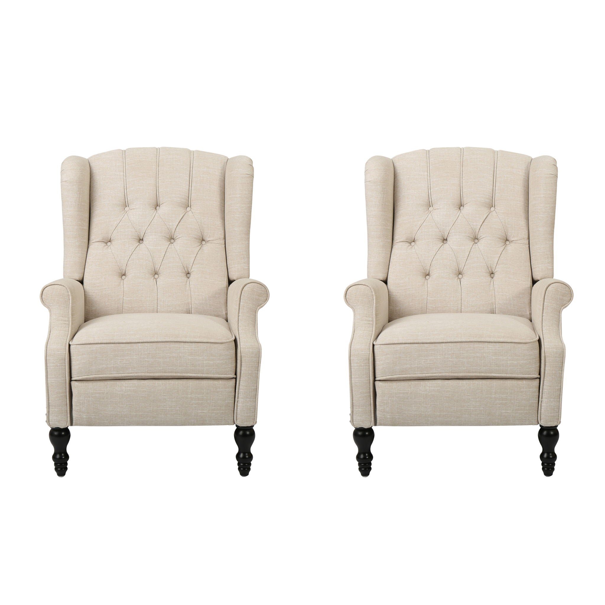 Armchair Recliner With Pushback Mechanism And Wingback Design