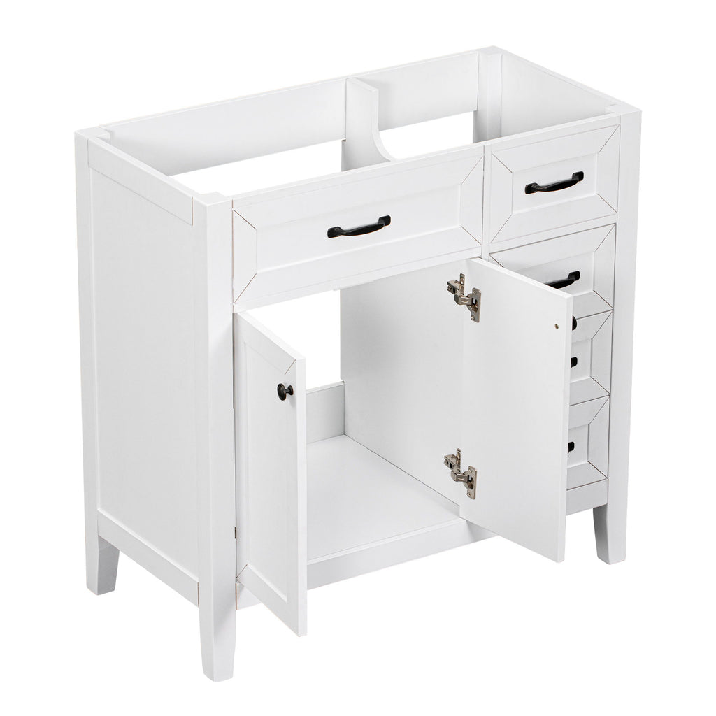 Modern Bathroom Vanity Base Only, 2 Doors And 3 Drawers