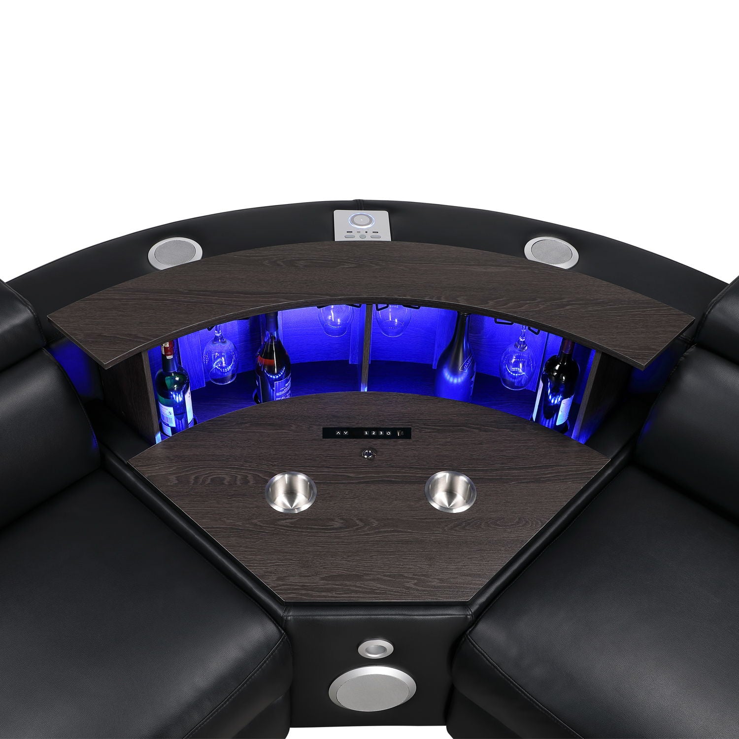Nova - Sectional With Bluetooth Speaker, LED And Lifting Wine Cabinet