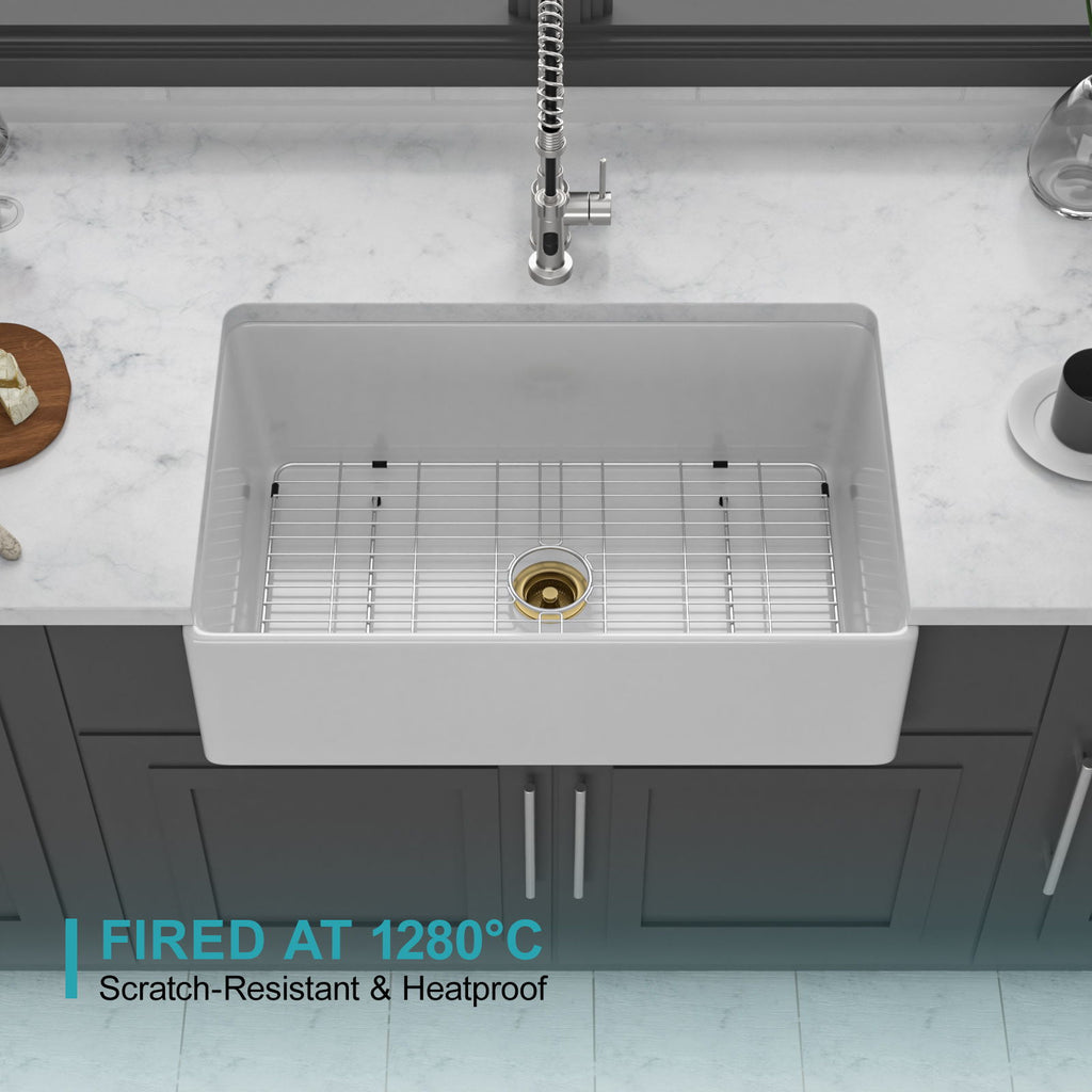 Single Bowl Apron Front Kitchen Sink - White