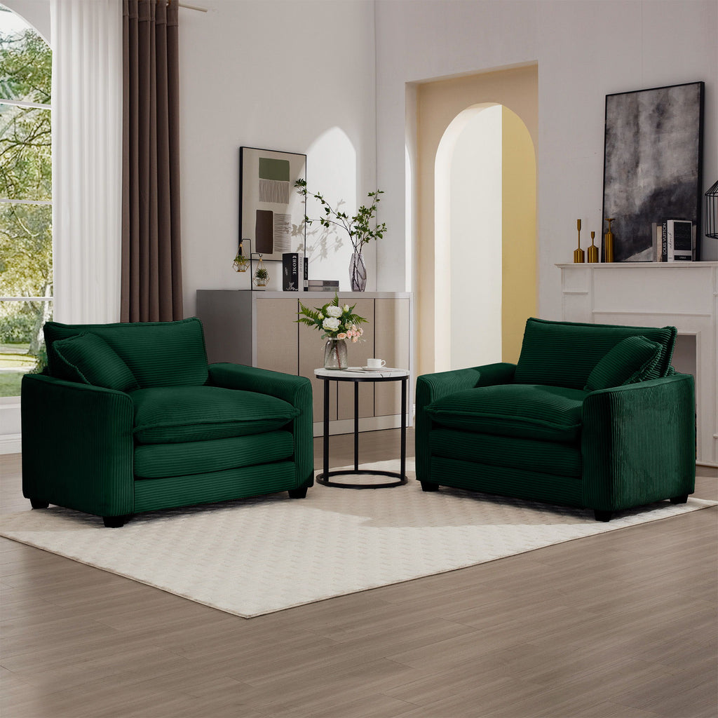 Modern Classic Fabric Single Chair Deep Seat Sofa With Pillow